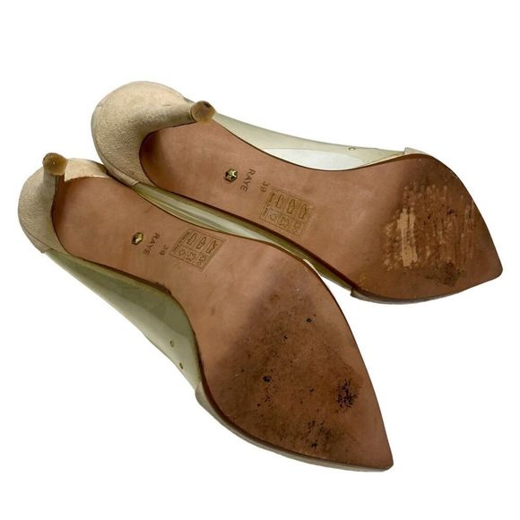 Raye Revolve Suede PVC Stiletto Heels Neutral Women’s Size 9 Pointed Toe Pumps - Picture 10 of 13
